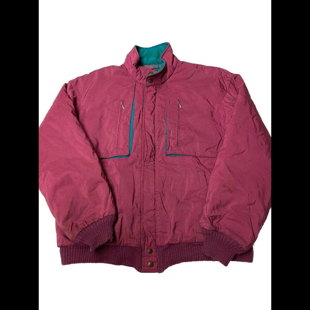 Mens LOBO PENDLETON Burgundy Vintage Wool Lined Bomber Jacket Sz L